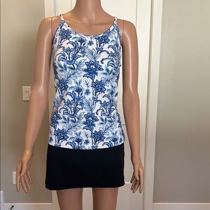 Floral Tank in Blue and White
